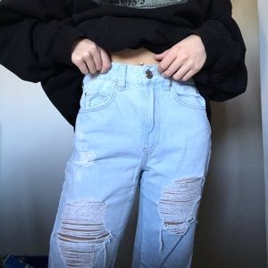 distressed denim jeans